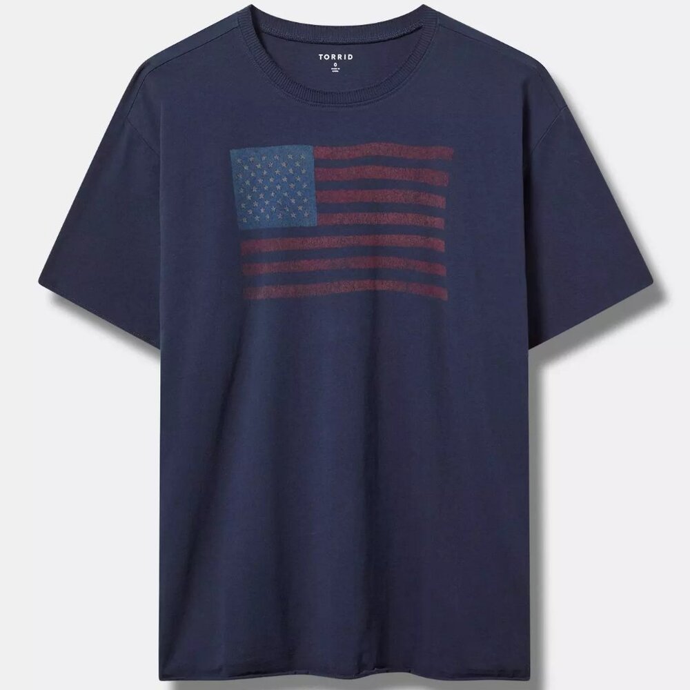 Torrid Flag Relaxed Heritage Jersey Raw Edge Tee